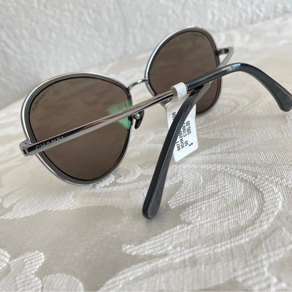 Chanel Butterfly Silver Frame Sunglasses